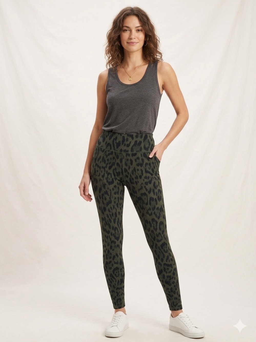 ABOUND Olive Green Leopard Animal Print Soft Leggings XS